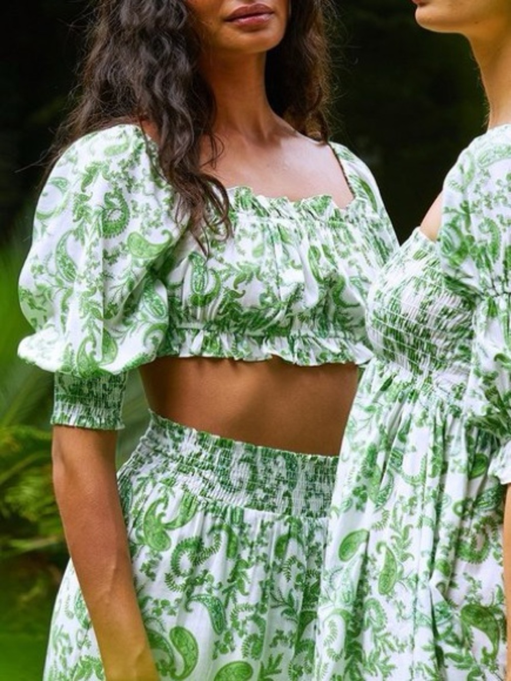 MISA Los Angeles Florian top in green/white paisley